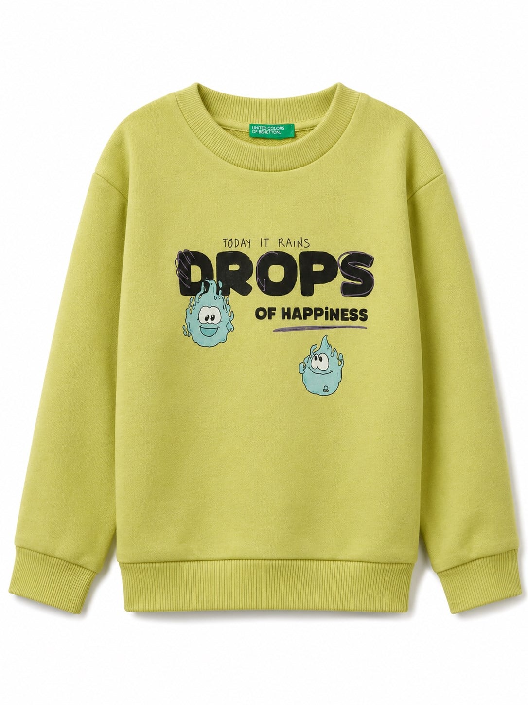 United Colors of Benetton Erkek Çocuk Baskılı Relaxed Fit Bisiklet Yaka Sweatshirt 1-6 Yaş YEŞİL
