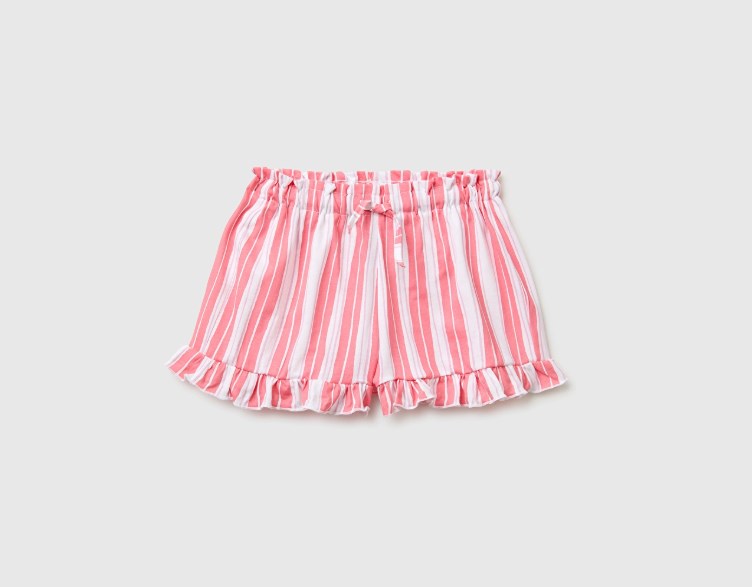 United Colors of Benetton Kız Bebek Karma Desenli Beli Lastikli Şort 1-5 Yaş PEMBE