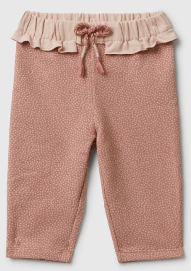 United Colors of Benetton Kız Bebek Tamamı Desenli Beli Fırfırlı Eşofman Altı 3-18 Ay PEMBE