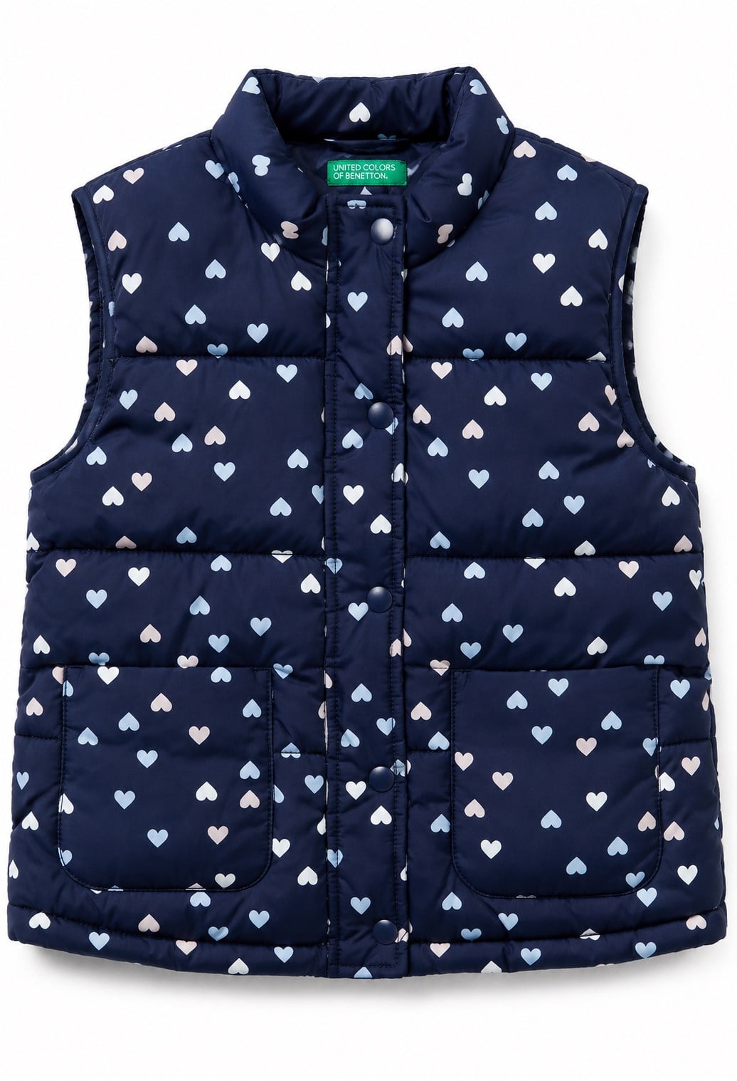 United Colors of Benetton Kız Çocuk Kalp Desenli Şişme Yelek 1-6 Yaş LACİVERT