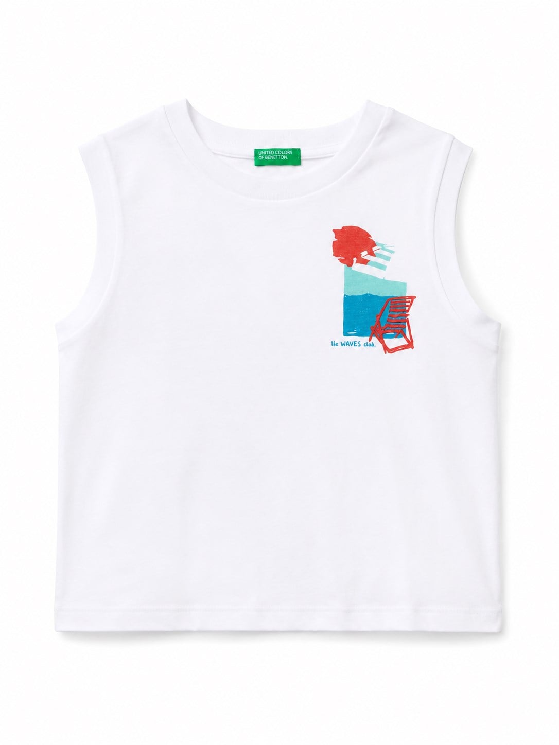 United Colors of Benetton Sırt Baskılı  Kısa Kollu %100 Pamuk Basic Tişört 6-14 Yaş EKRU