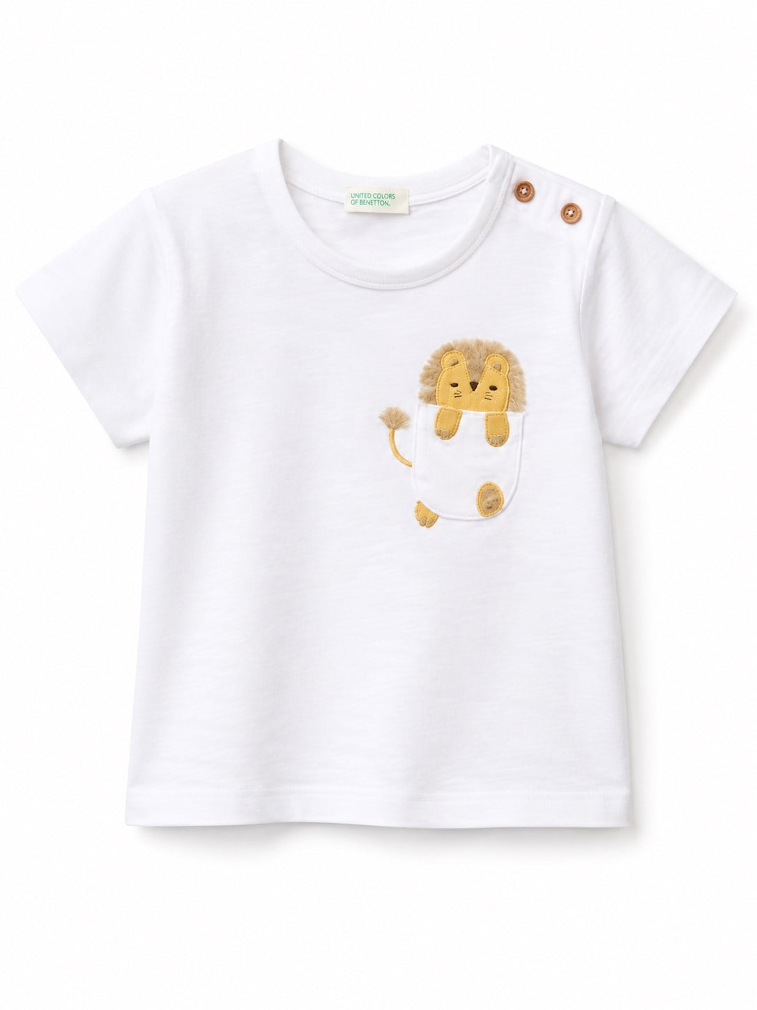 United Of Colors Benetton  Aslan Nakışlı Bebek Tişört 1-5 Yaş EKRU