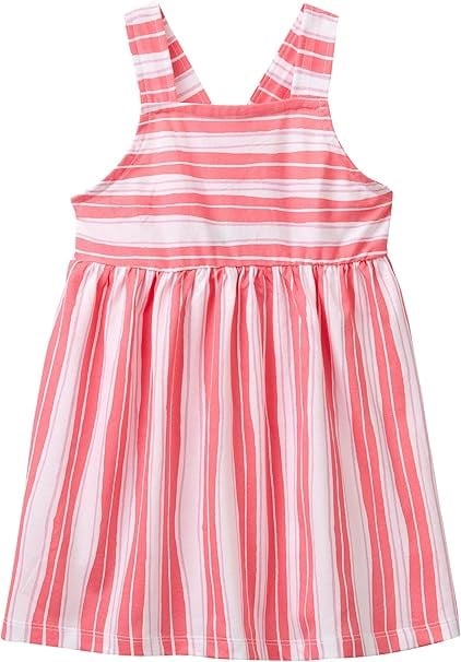 United Of Colors Benetton Kız Bebek  Çizgili Sırt Detaylı Askılı Elbise 1-5 Yaş PEMBE