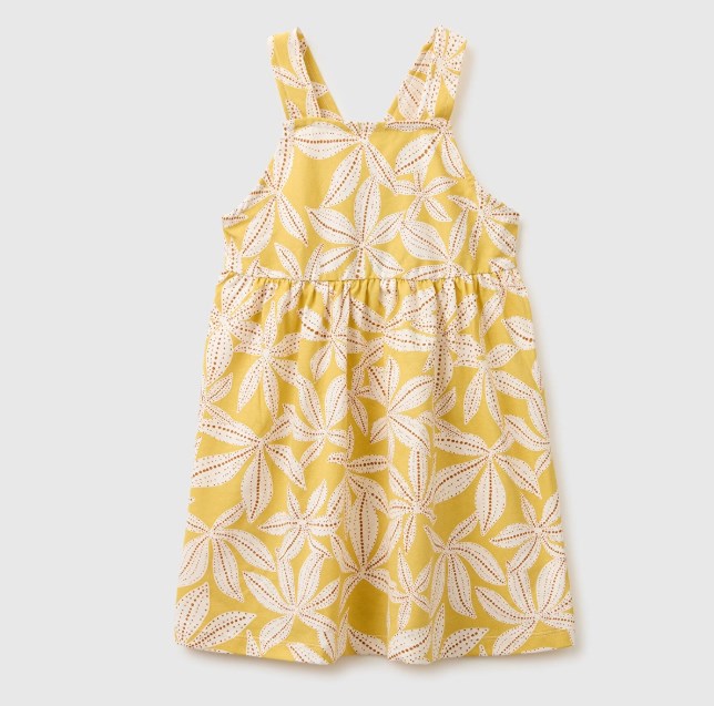 United Of Colors Benetton Kız Bebek  Çizgili Sırt Detaylı Askılı Elbise 1-5 Yaş SARI