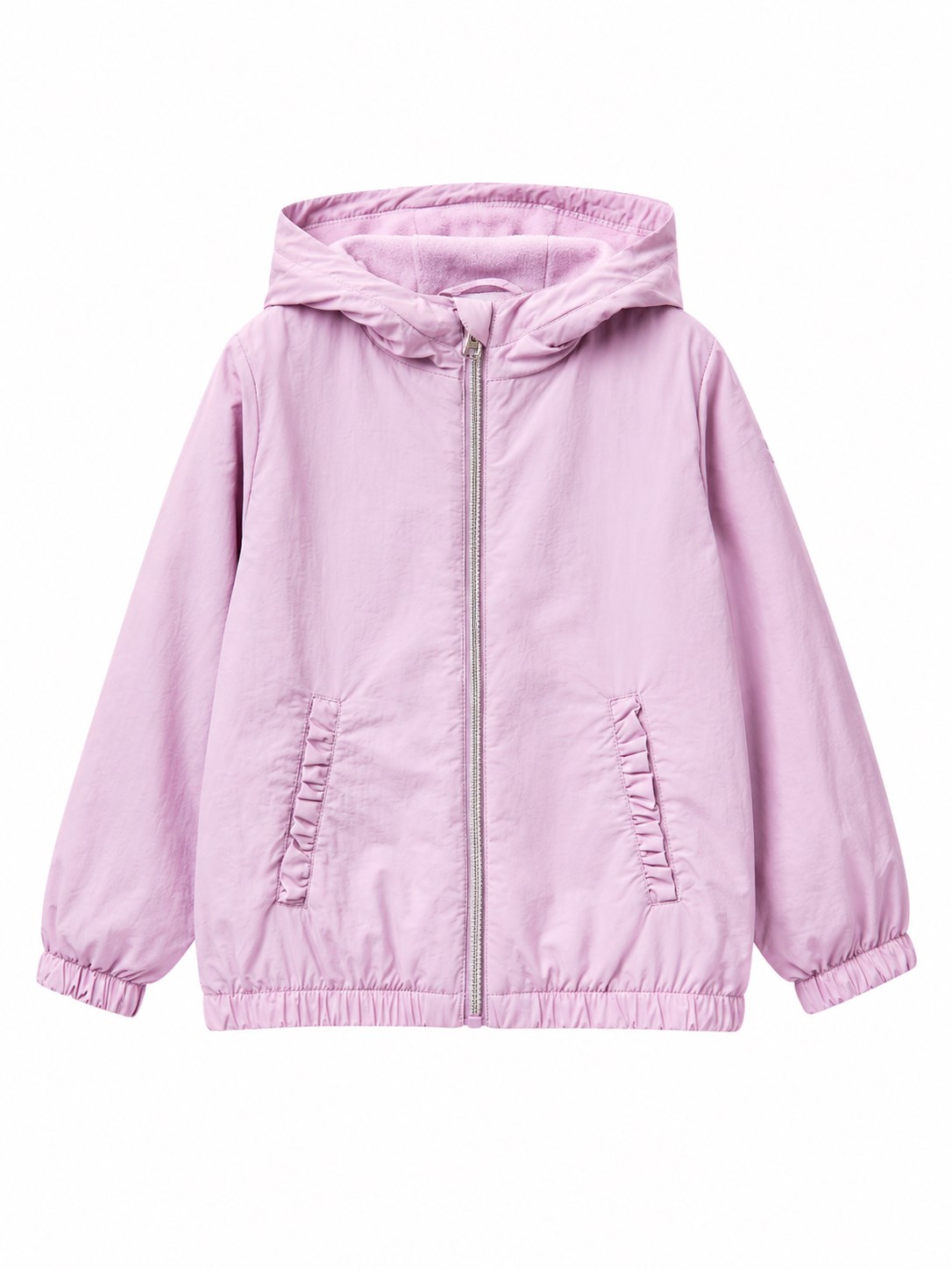 United Of Colors Benetton Kız Bebek Fırfır Detaylı Kapüşonlu Yağmurluk Rüzgarlık Ceket 1-6 Yaş LİLA