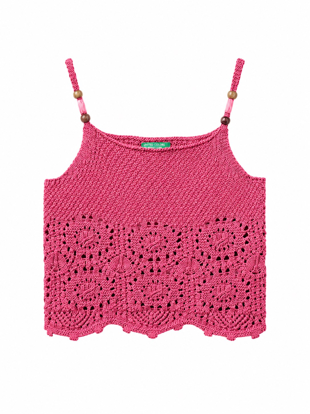 United Of Colors Benetton Kız Çocuk Boncuklu Askı Detaylı  Bluz 6-14 Yaş FUŞYA