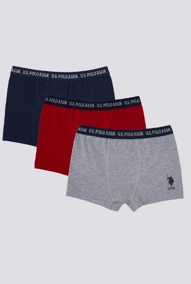 US1371U.S POLO ERKEK ÇOCUK BOXER 3'LÜ TAKIM