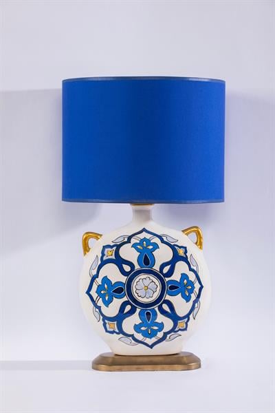 Mavi & Beyaz Antik Abajur