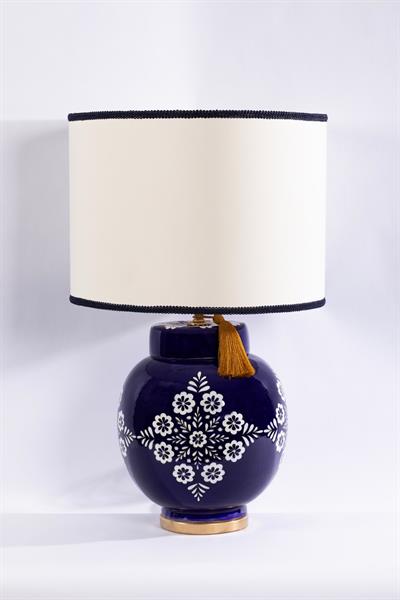 Pembe Kobalt El Yapımı Seramik Abajur