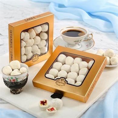 Beyaz Çikolatalı Nar Aromalı Antep Fıstıklı Lokum Altın Kutu 110g