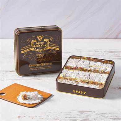 Şekerci Cafer ErolÇifte Kavrulmuş Antep Fıstıklı Lokum Küçük Retro Tenekede 265 gr (Ücretsiz Kargo)