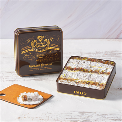 Çifte Kavrulmuş Antep Fıstıklı Lokum - Küçük Retro Teneke