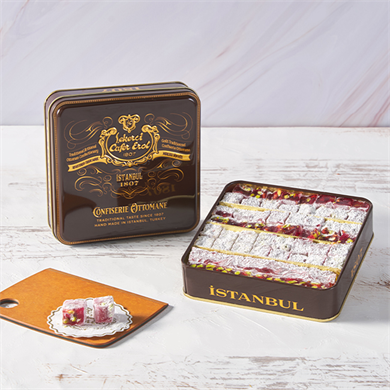 Çifte Kavrulmuş Nar Aromalı Antep Fıstıklı Lokum - Küçük Retro Teneke