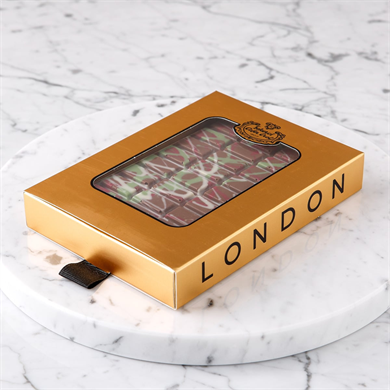 شوكولاتة دبي - علبة ذهبية مع نافذة 95 غرام