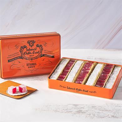 Şekerci Cafer ErolGül Aromalı Lokum Orta Boy Retro Tenekede 800 gr (Ücretsiz Kargo)