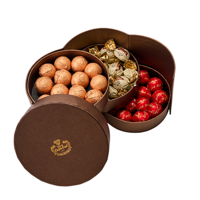 مجموعة الشوكولاتة الهدية - صندوق أسطواني ثلاثي الطبقات