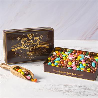 Şekerci Cafer ErolKarışık Draje Orta Boy Retro Teneke 1100 gr (Ücretsiz Kargo)