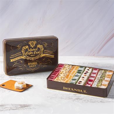 Şekerci Cafer ErolKarışık Pudralı Klasik Lokum Büyük Boy Retro Teneke 830 gr (Ücretsiz Kargo)