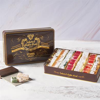 Şekerci Cafer ErolKarışık Pudralı Klasik Lokum Orta Boy Retro Tenekede 730 gr (Ücretsiz Kargo)