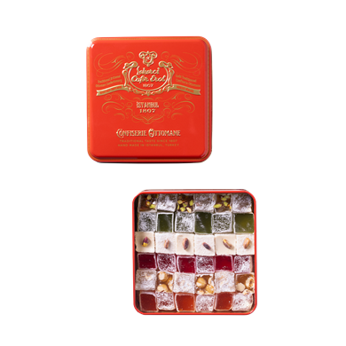 البهجة التركية المسحوقة في علبة صغيرة ريترو