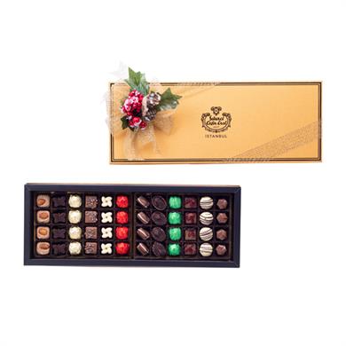 صندوق أصفر ذهبي منقط عمودي - 48 قطعة شوكولاتة خاصة