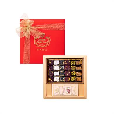مجموعة هدية خاصة من البهجة التركية والكولونيا - صندوق أحمر