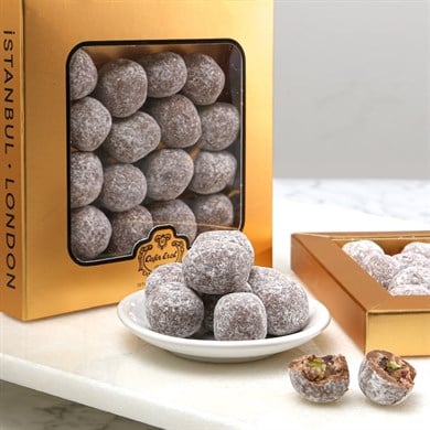 Sütlü Çikolatalı Antep Fıstıklı Lokum Altın Kutu 110g
