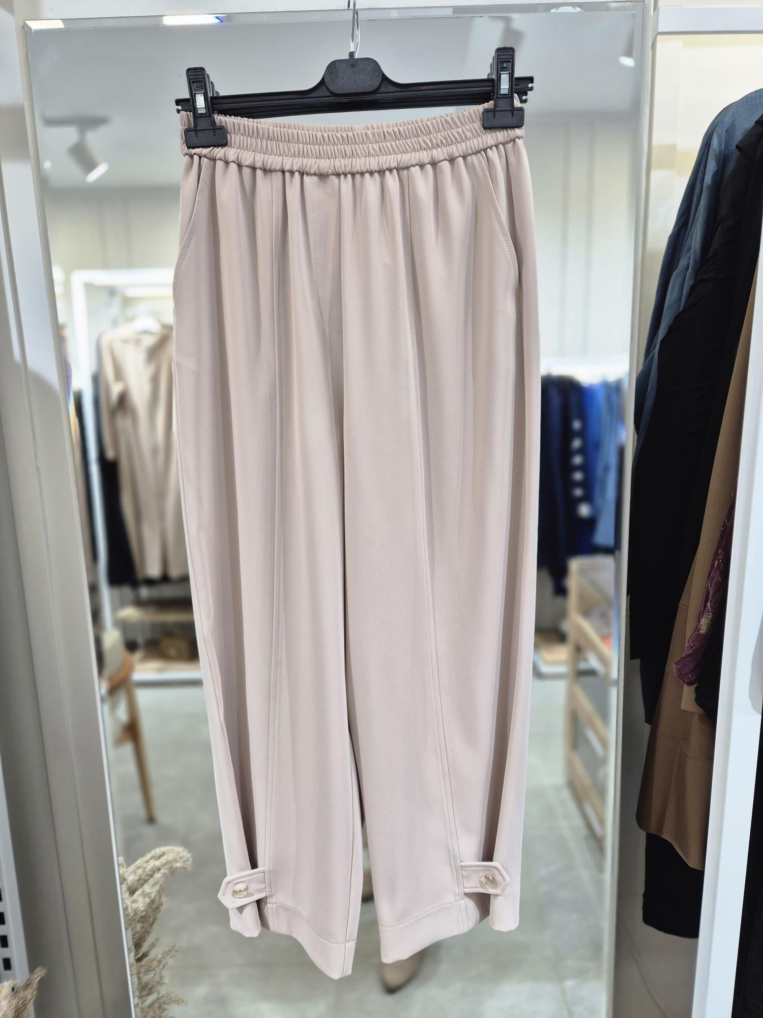 Yusuf Özdemir Beli Lastikli Paraşüt Detaylı Pantolon Taş 1547