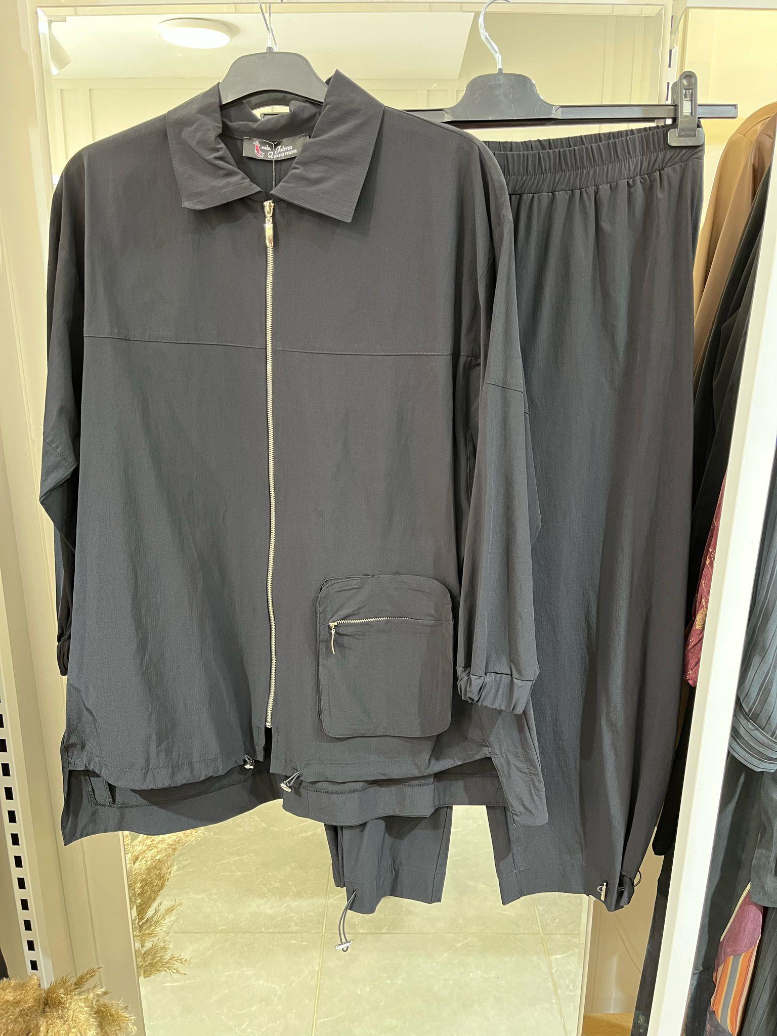 Fatma Danışman Cepli Pantolonlu Takım Siyah 5238