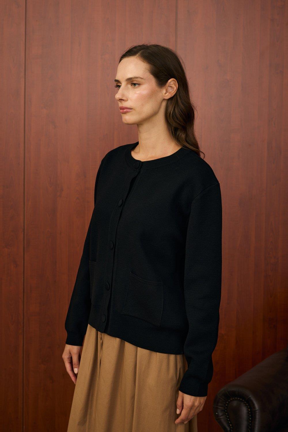 Merwish 1557 Bomber Mini Hırka Siyah