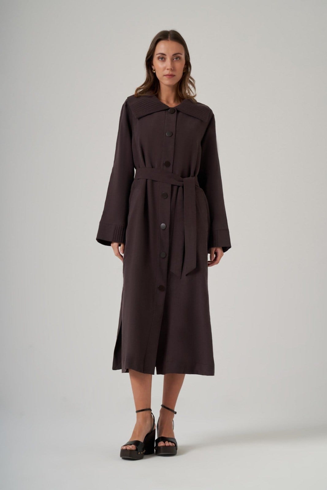 Nuss 26Y6032 Dikiş Detaylı Düğmeli Kap Bitter