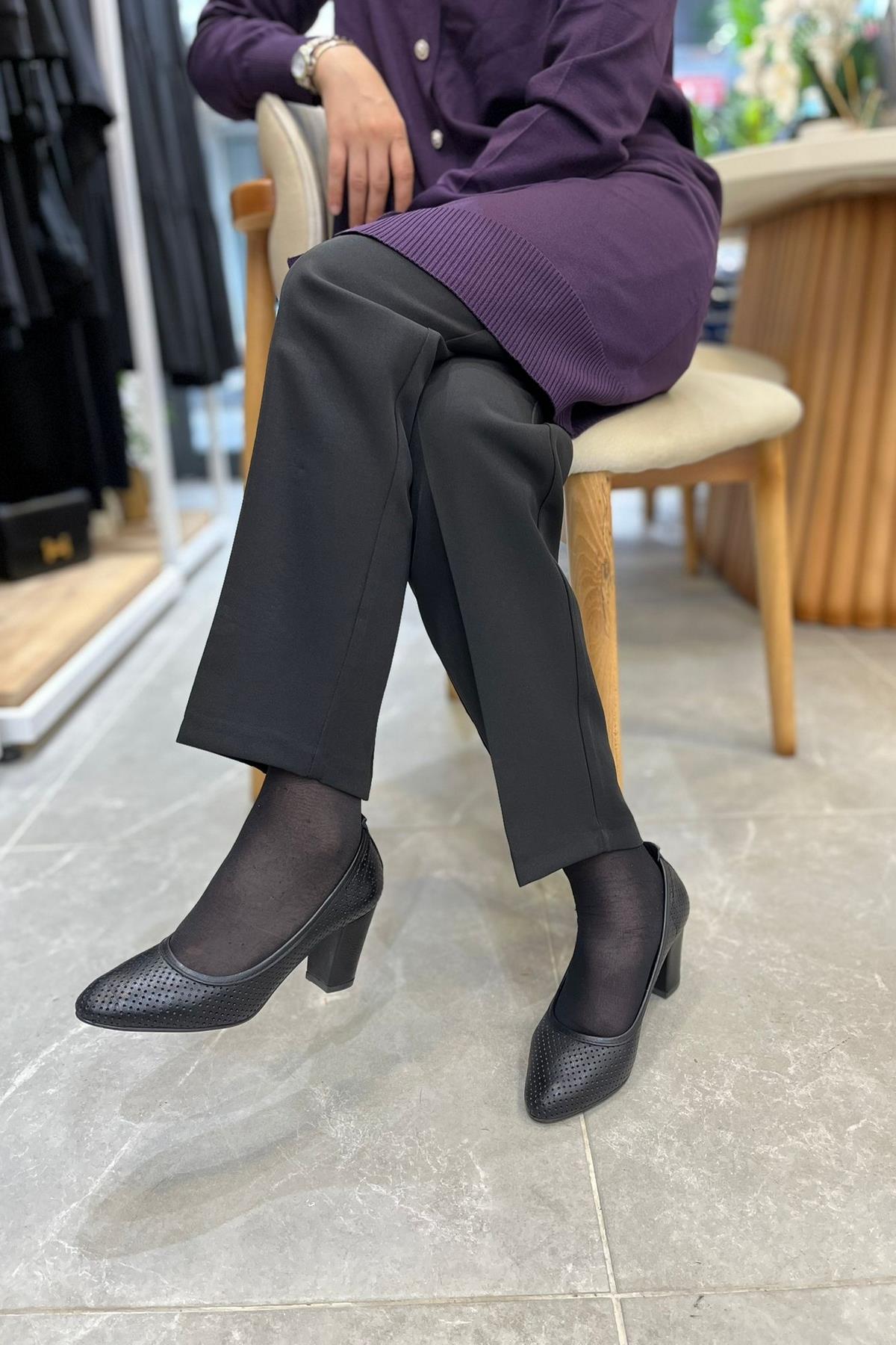 Famelin Beli Lastikli Dar Paça Pantolon 1598 Siyah