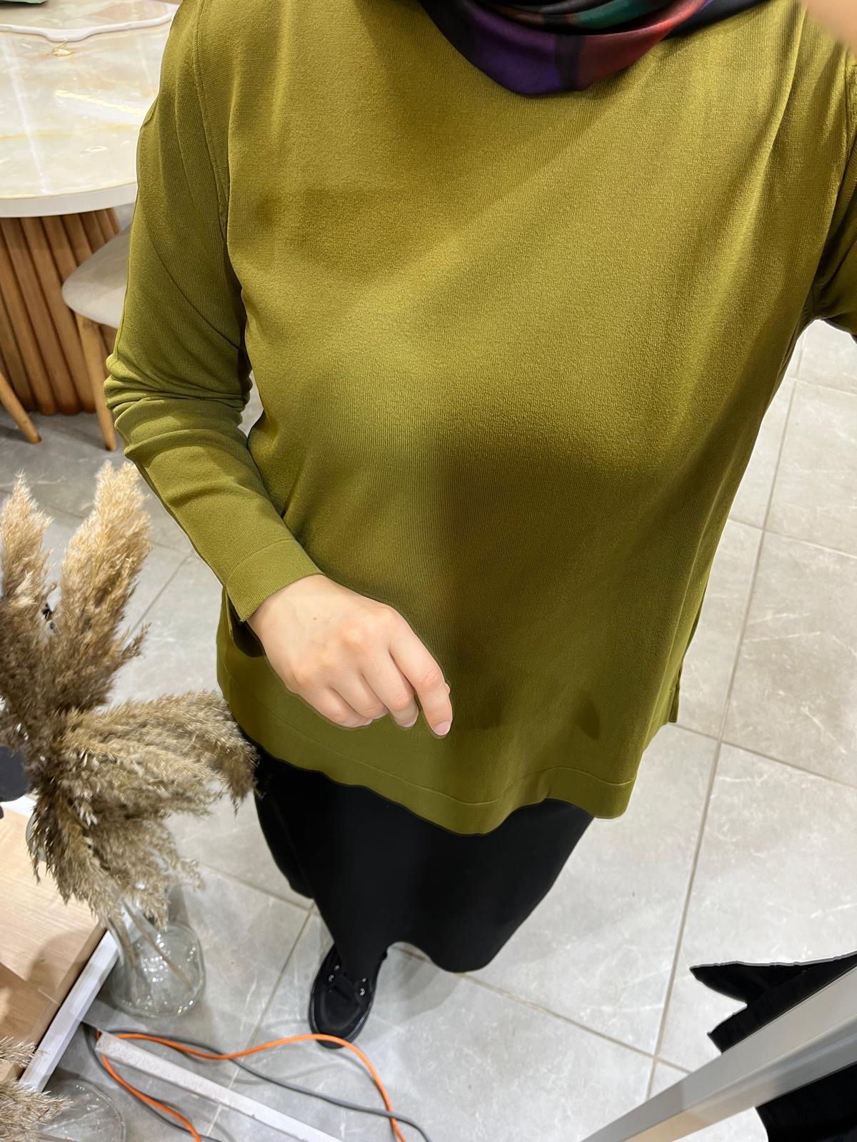 Nuss 902 Basic Merserize Tunik Zeytin Yeşili