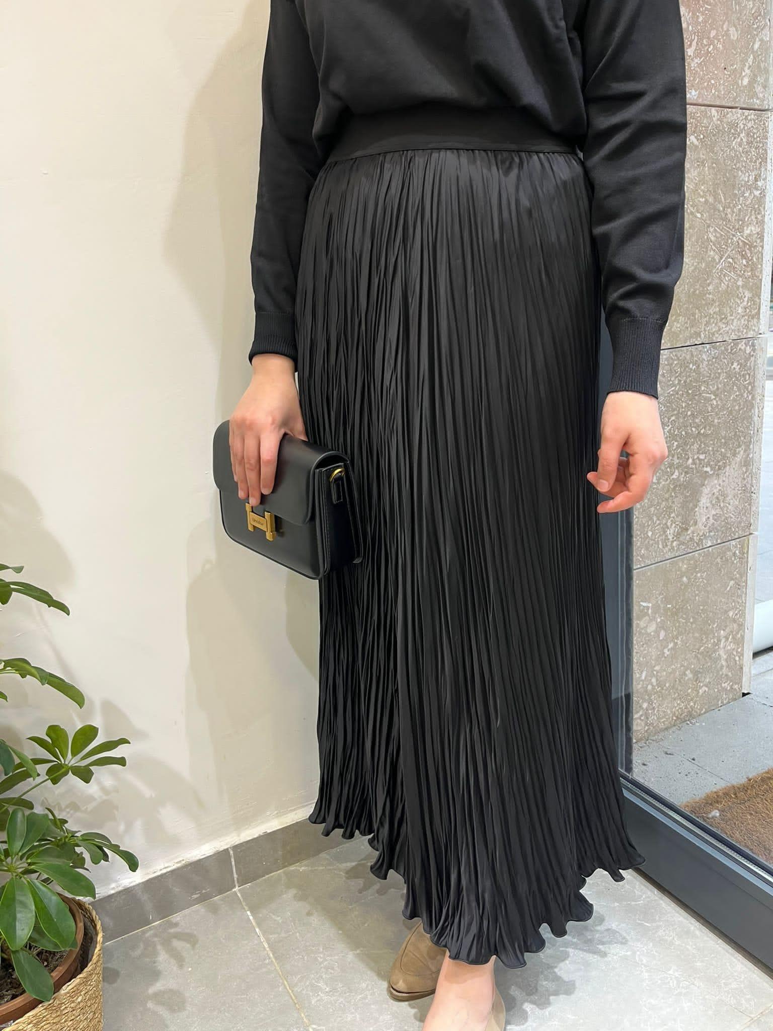 Yusuf Özdemir Desenli Etek Siyah 1504