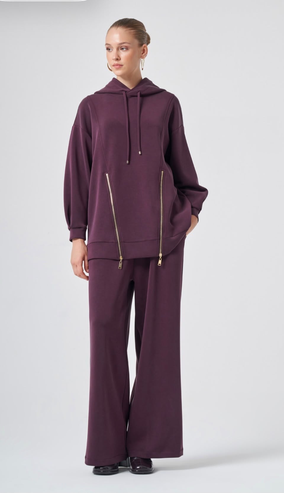Nuss 1072 Pantolonlu Takım Mürdüm