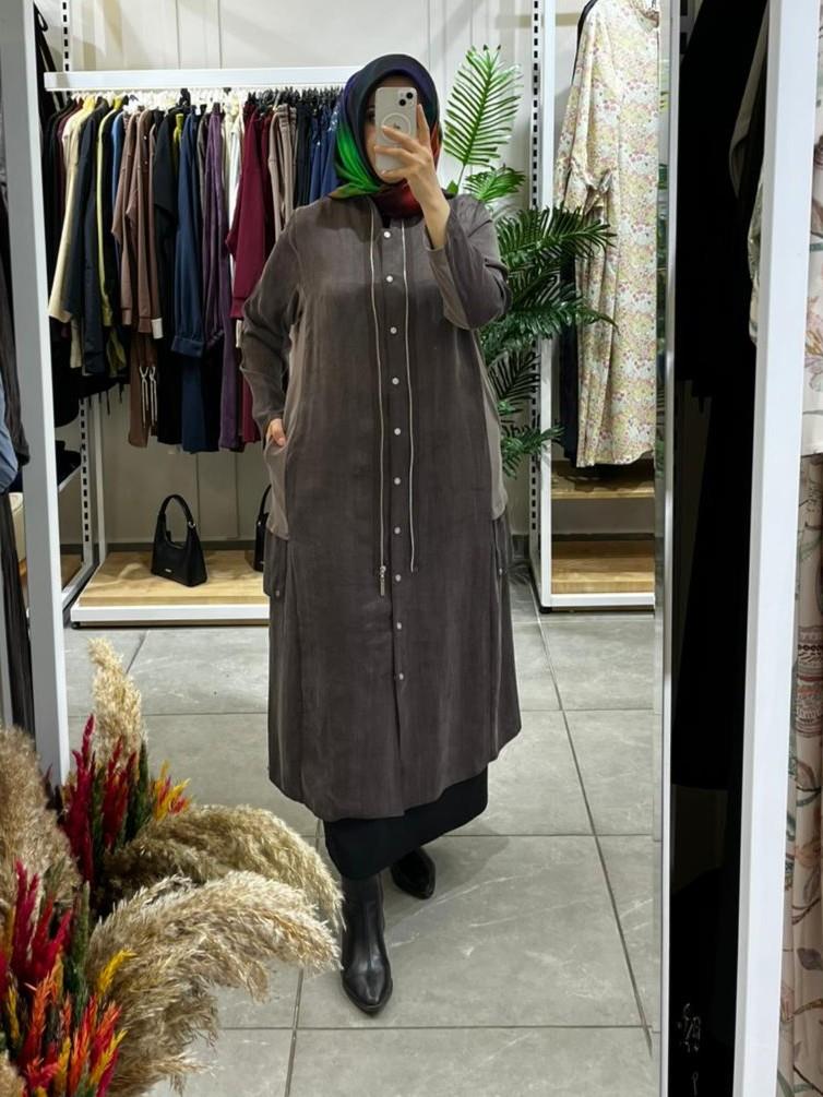 LissMore 5956 Sahte Cep Çıtçıt Detaylı Kap Browni