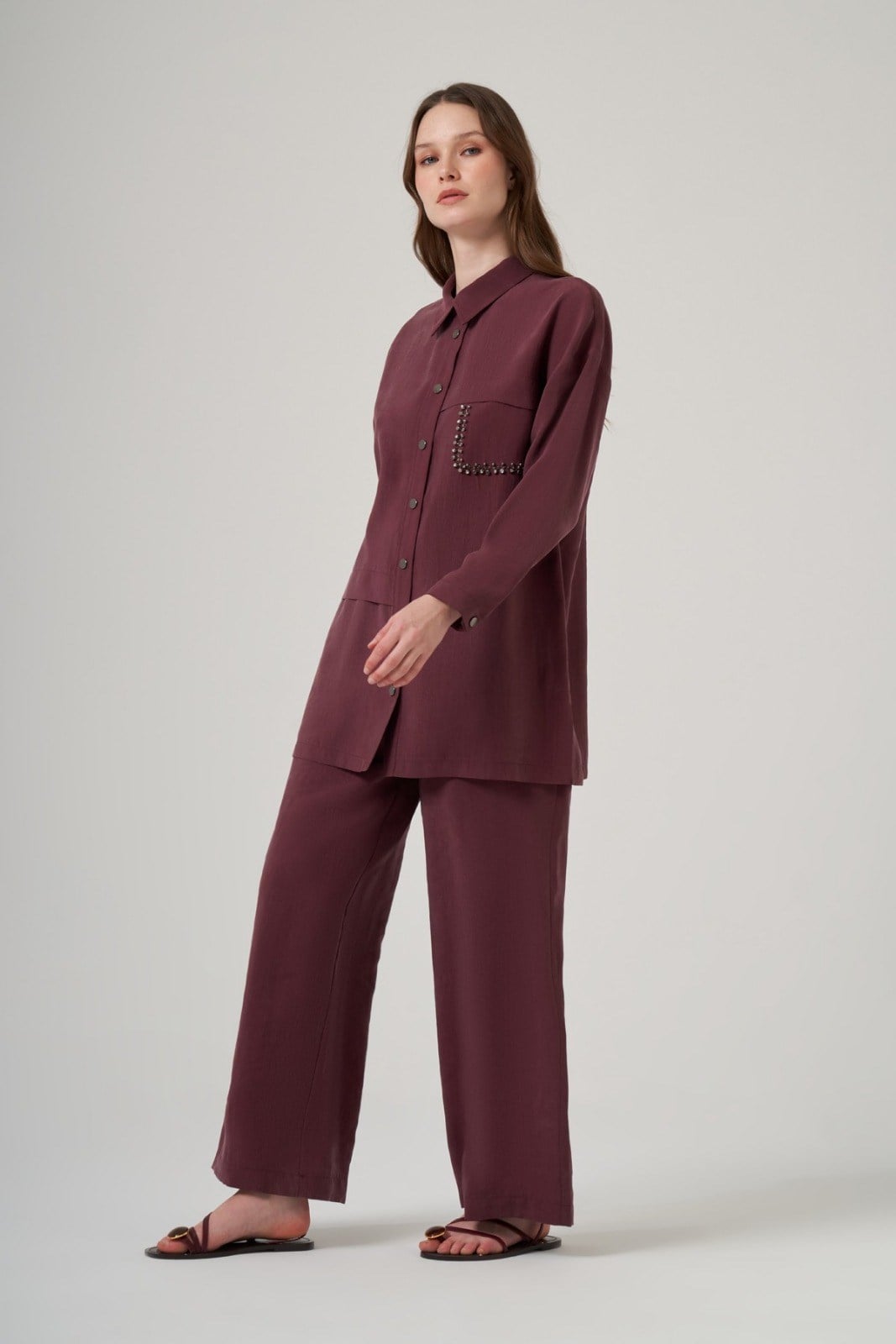 Nuss 26Y1052 Pantolonlu Takım Mürdüm