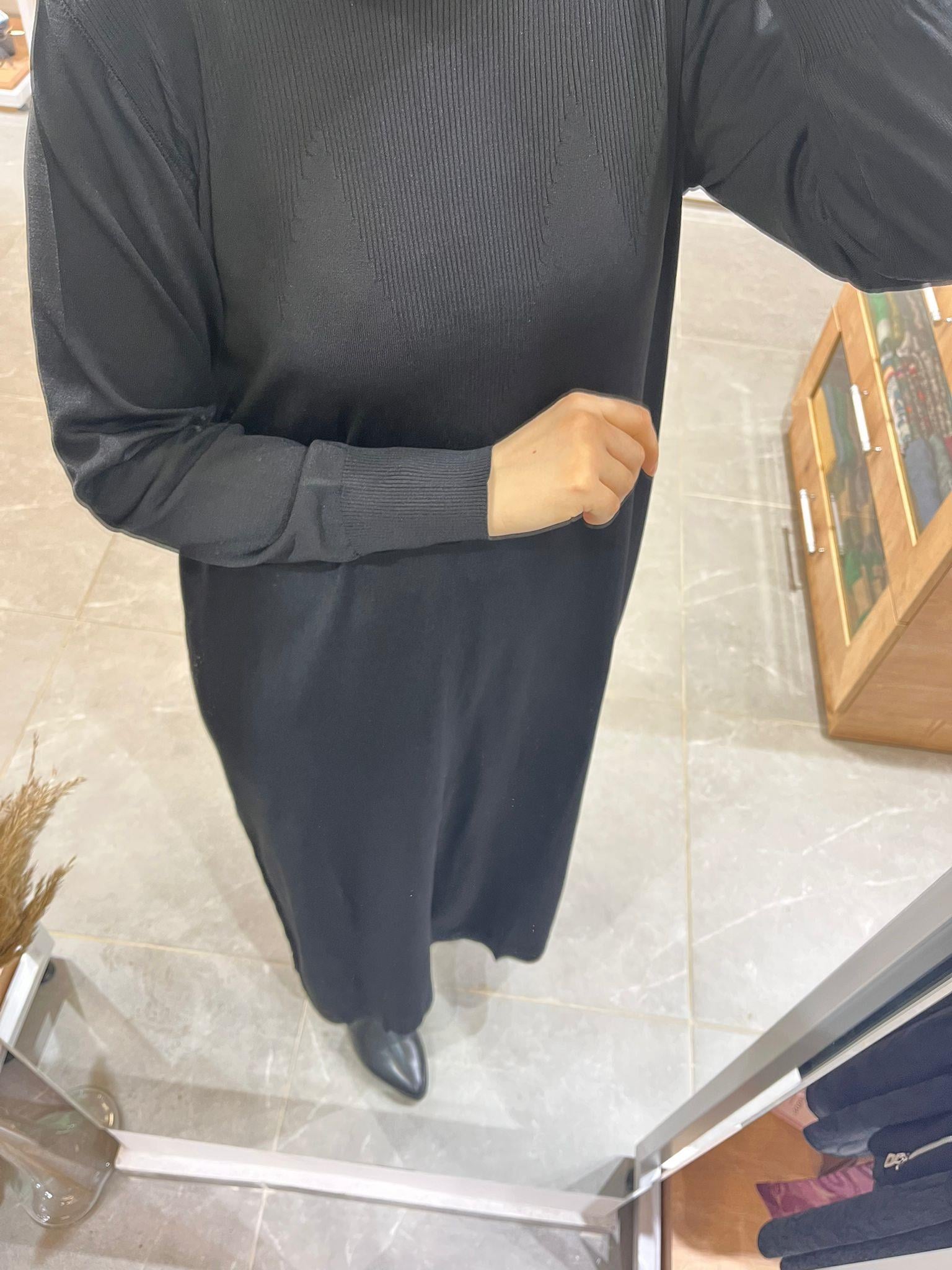 Nuss 1420 Triko Elbise Siyah