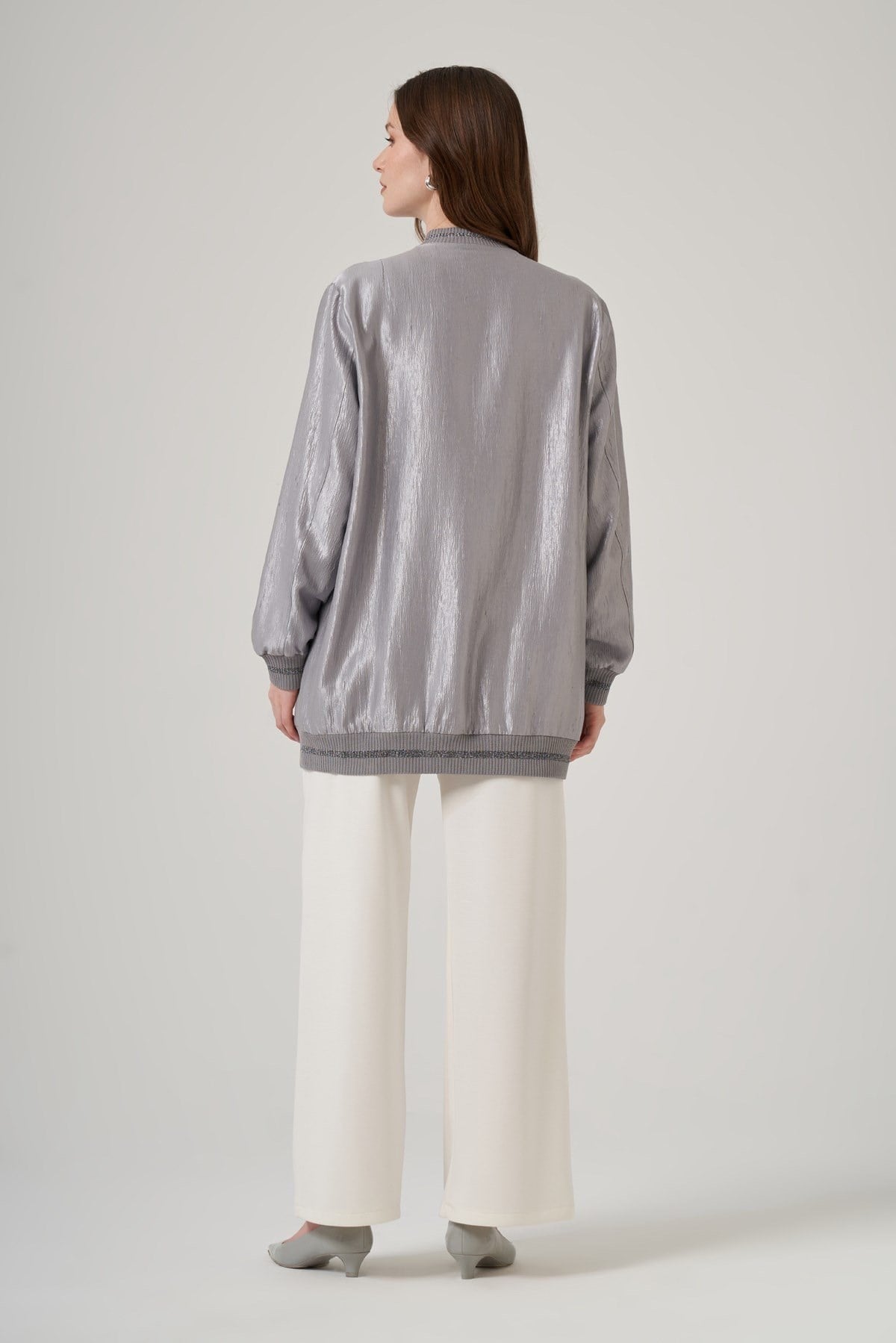 Nuss 6038 Taş İşlemeli Jakar Bamber Kap Gri