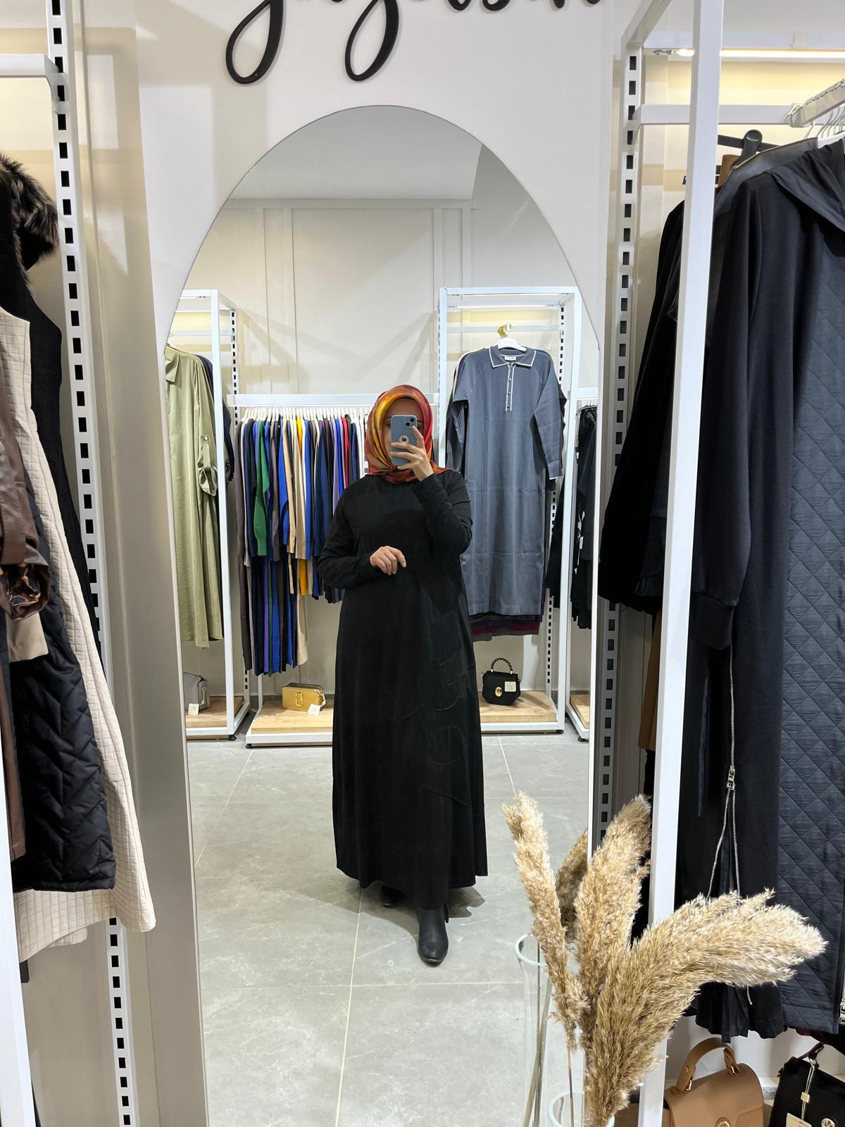 Bambu Kumaş Siyah Elbise 23138
