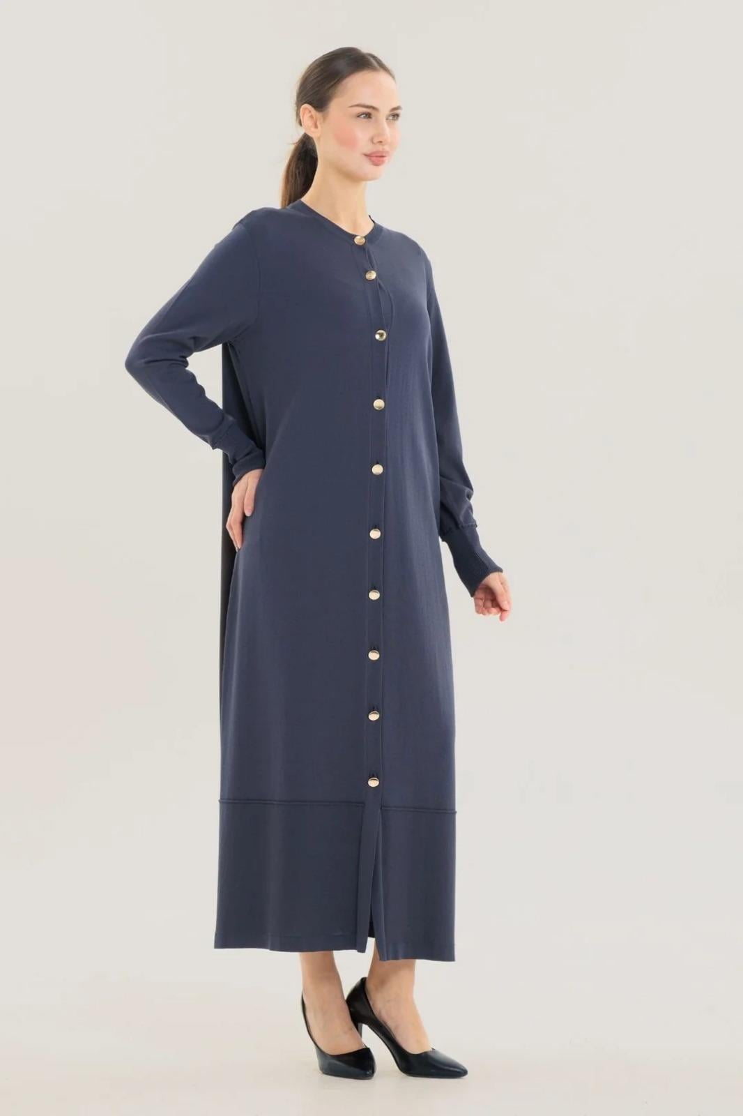 Missa Rayon Soğuk İp Balon Hırka Lacivert