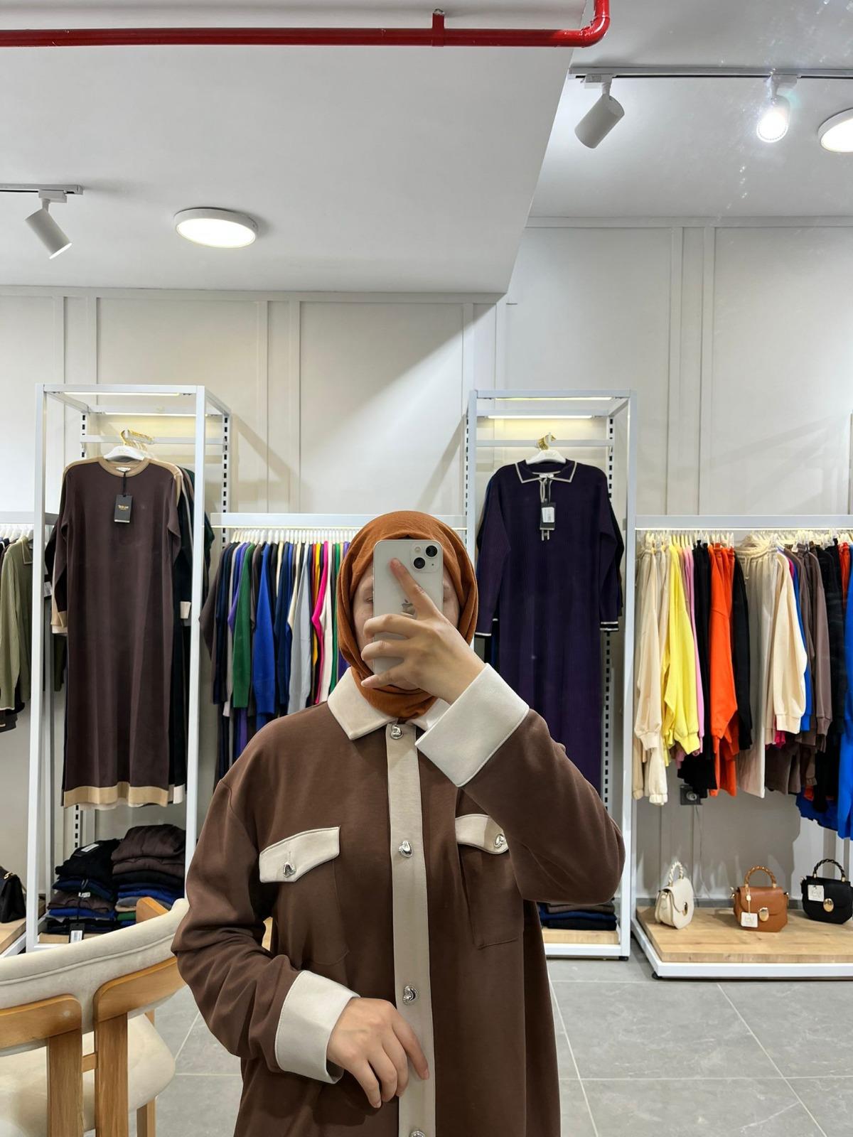 Levidor Düğme Detaylı Pantalon Takım 10078-1 Kahve