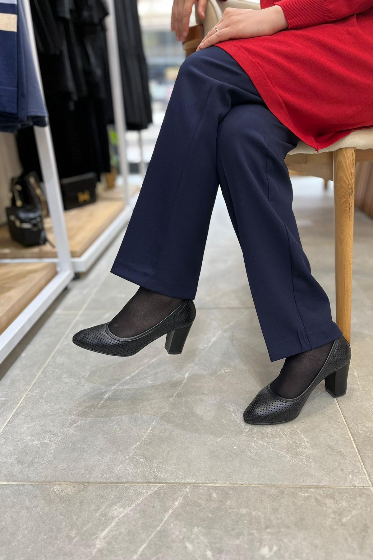 Famelin Beli Lastikli Dar Paça Pantolon 1578 Lacivert