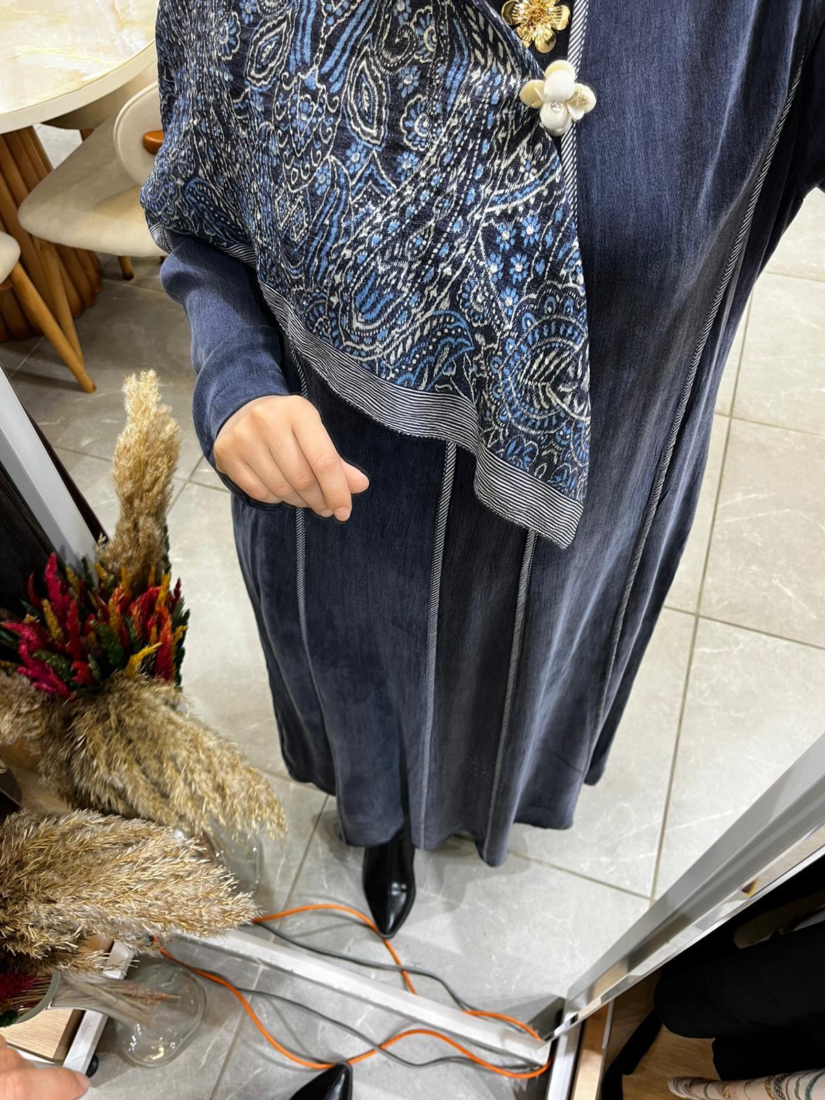 LissMore 6072 Omuz şal Detaylı Elbise Denim