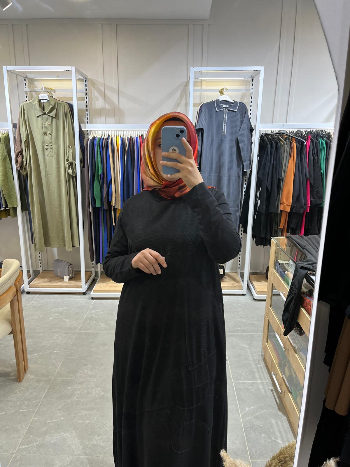 Bambu Kumaş Siyah Elbise 23138