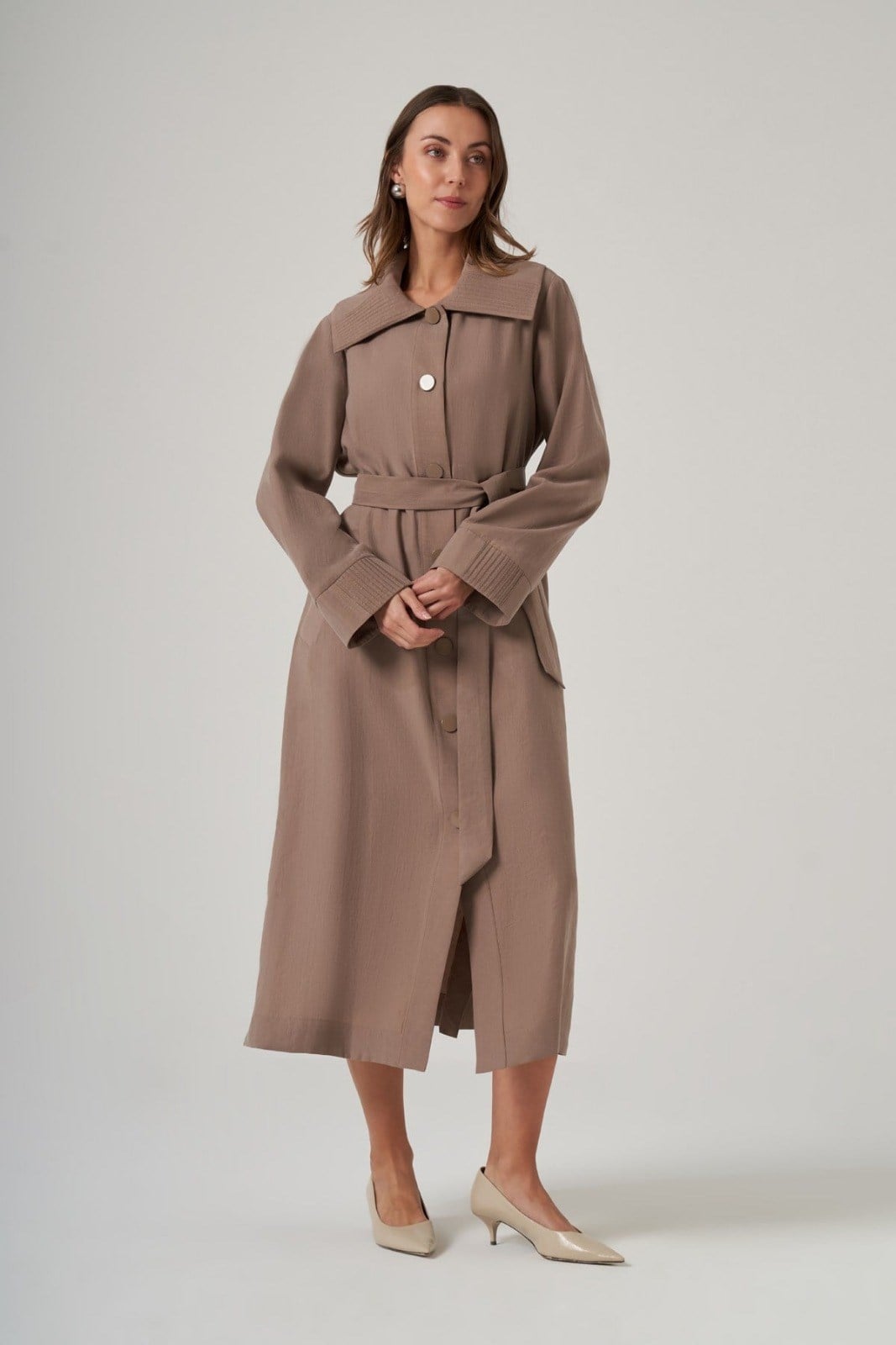 Nuss 26Y6032 Dikiş Detaylı Düğmeli Kap Bej