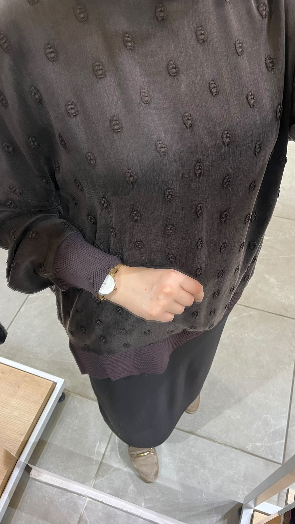 Nuss 3043 İpek cupra Tunik Kahve