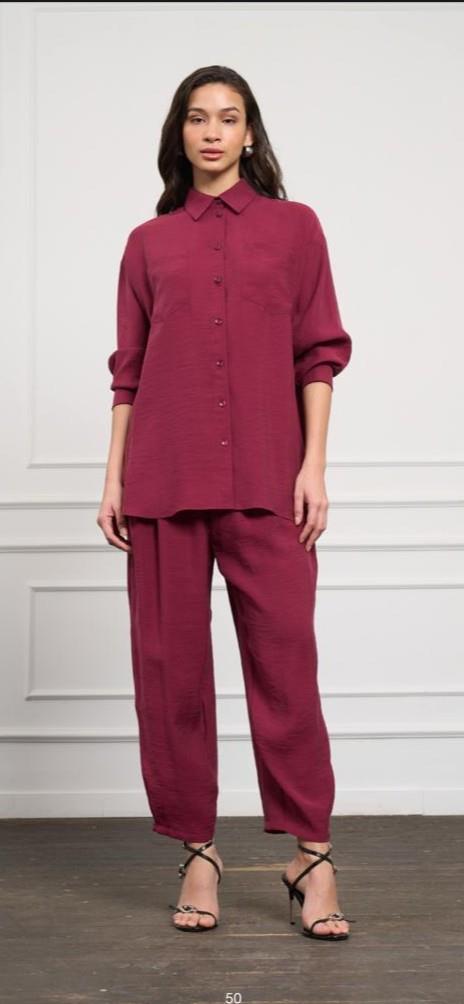 Nuss Cep Detaylı Pantolonlu Takım Ahududu 1046 