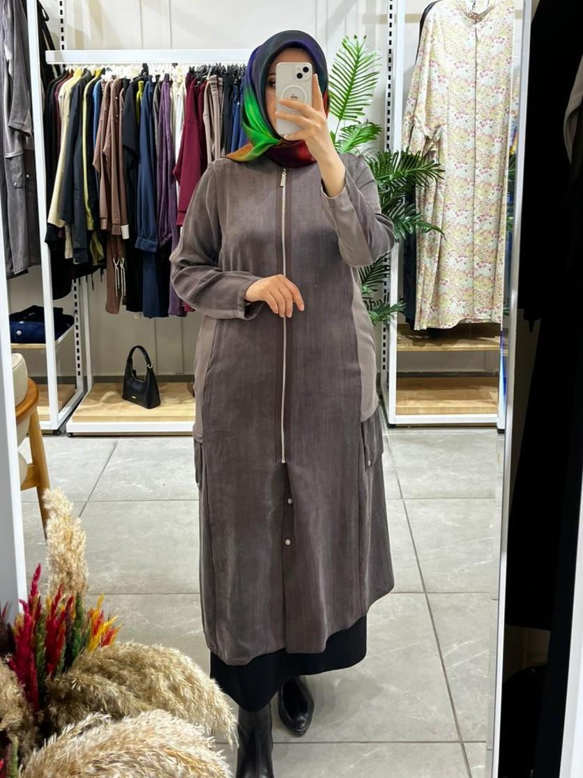 LissMore 5956 Sahte Cep Çıtçıt Detaylı Kap Browni