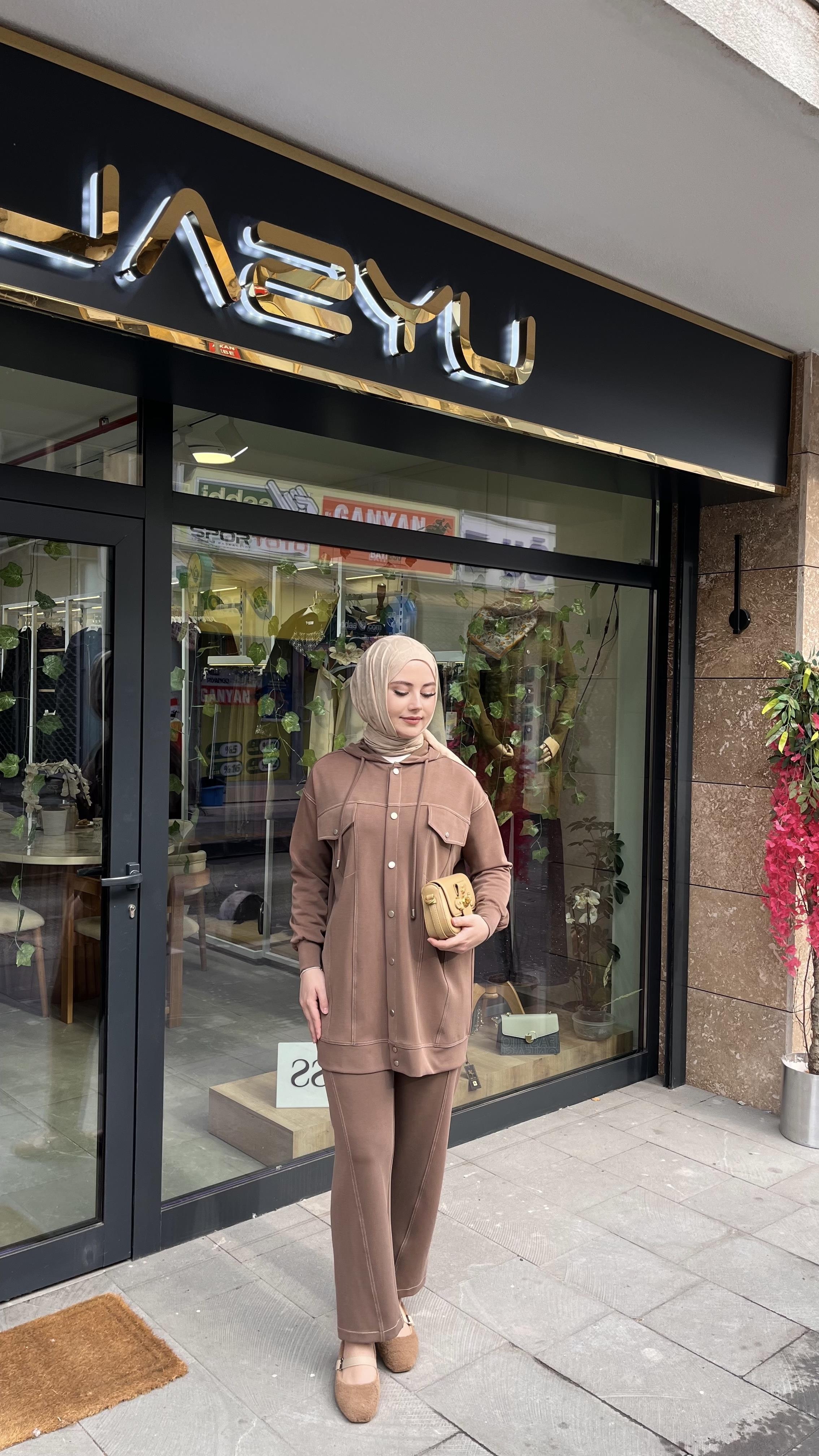 Tığ Triko 5036 Spor Dikişli Takım Kahve